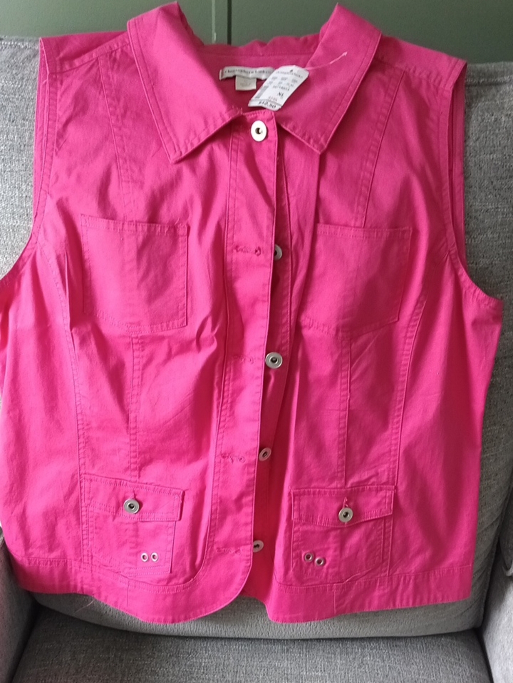 Christopher & Banks Hot Pink Snap-Front Top